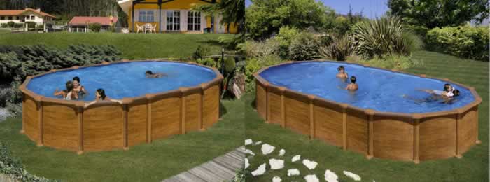 Gre Amazonia Pools, das ovale Modell ohne Widerlager und mit Holzdekor Gre Amazonia Pools