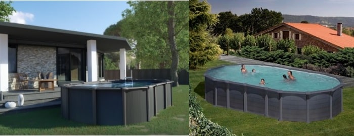 Gre Capri Pools, der neue Einsatz von Gre in ovalen Graphitoptik Pools Gre Capri Pools