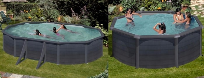 Gre Kea Pools, ovale Form mit Widerlager in Graphitdekor Gre Kea Pools