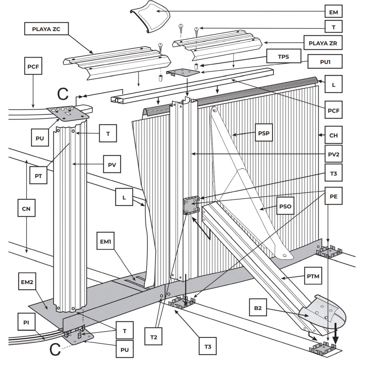 Ersatzteile Weiße Ovale Pools mit Säulen von 120 cm