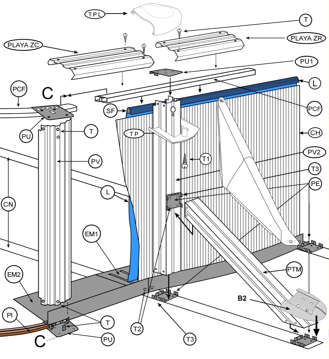 Ersatzteile Weiße Ovale Pools mit Säulen von de 132 cm