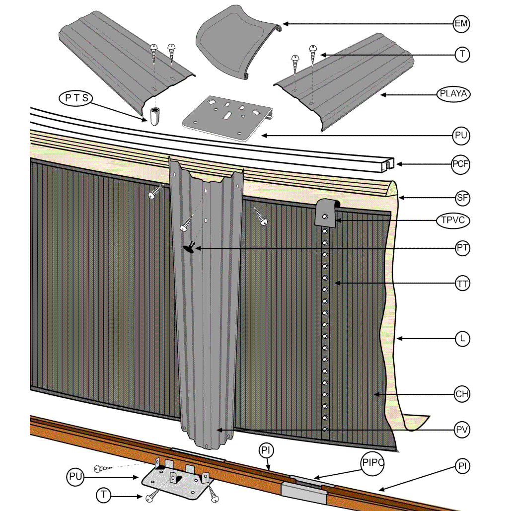 Ersatzteile Graphitoptik Runde Pools von 120 cm