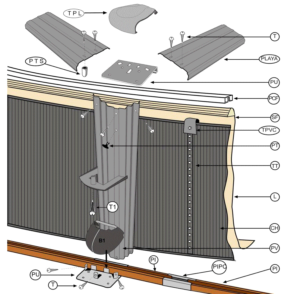 Ersatzteile Graphitoptik Runde Pools von 132 cm