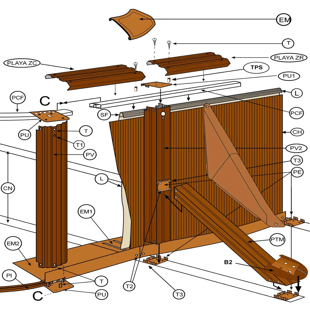 Ersatzteile Holzoptik Ovale Pools mit Säulen von 120 cm
