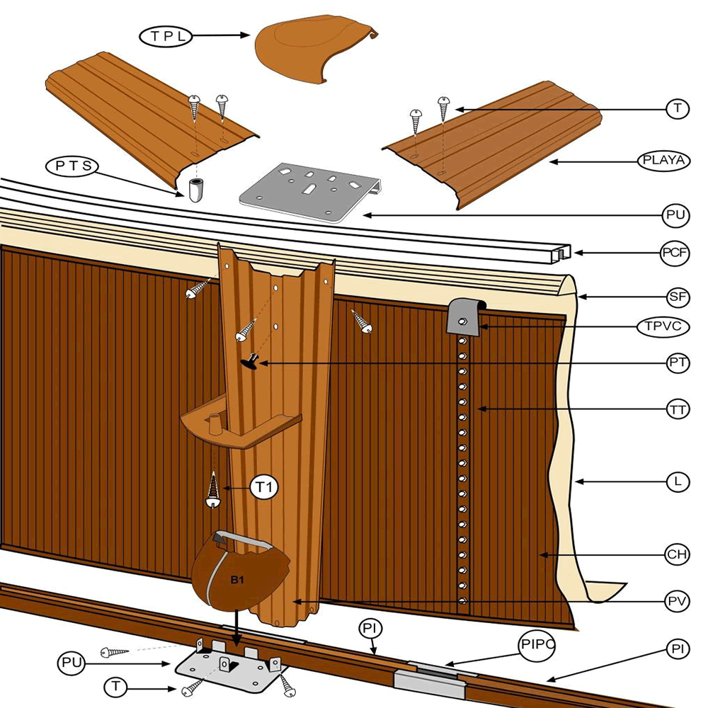 Ersatzteile Holzoptik Runde Pools von 132 cm