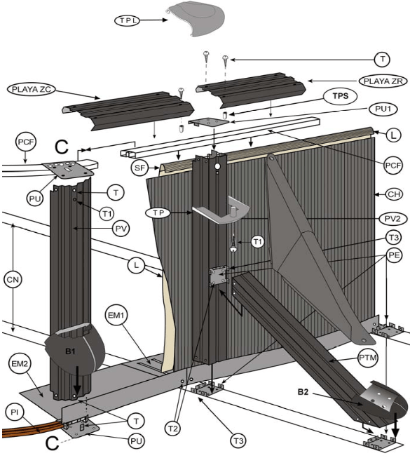 Ersatzteile Steinoptik Ovale Pools mit Säulen von 132 cm