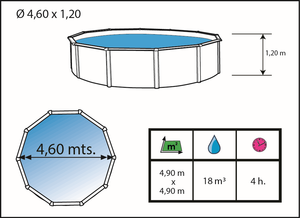 Toi Pool Anthrazit Kanaren 460x120 cm 8859