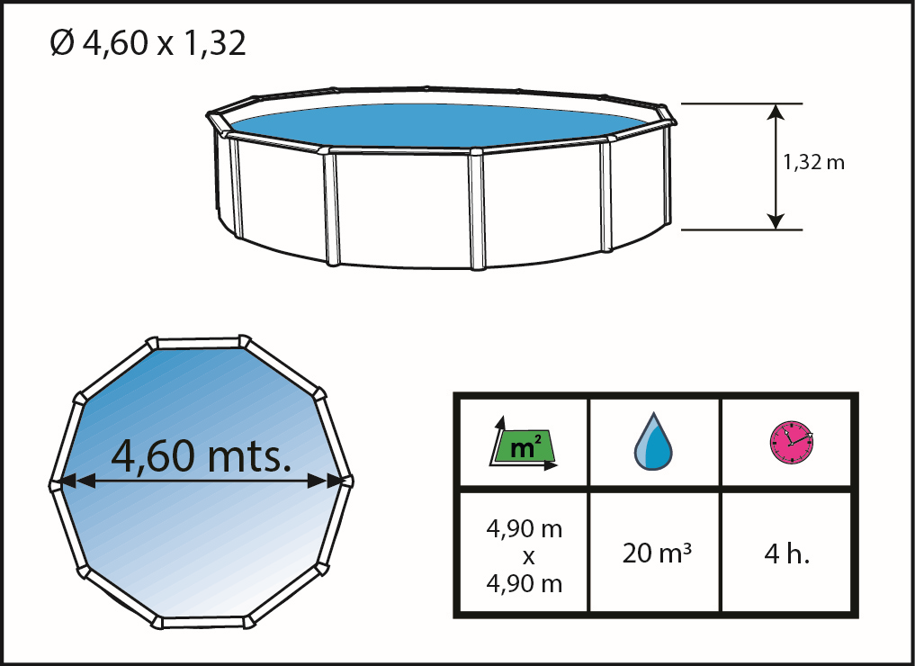 Toi Pool Anthrazit Magnum Compact 460x132 cm 8940