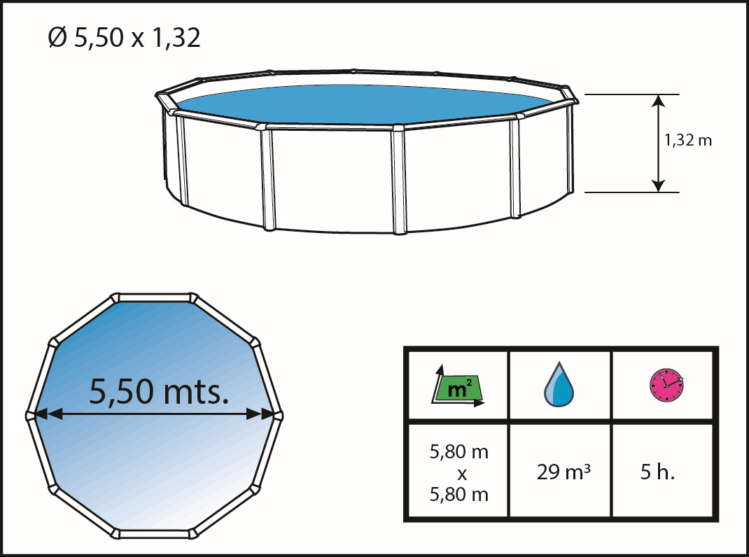 Toi Pool Anthrazit Magnum Compact 550x132 cm 8941