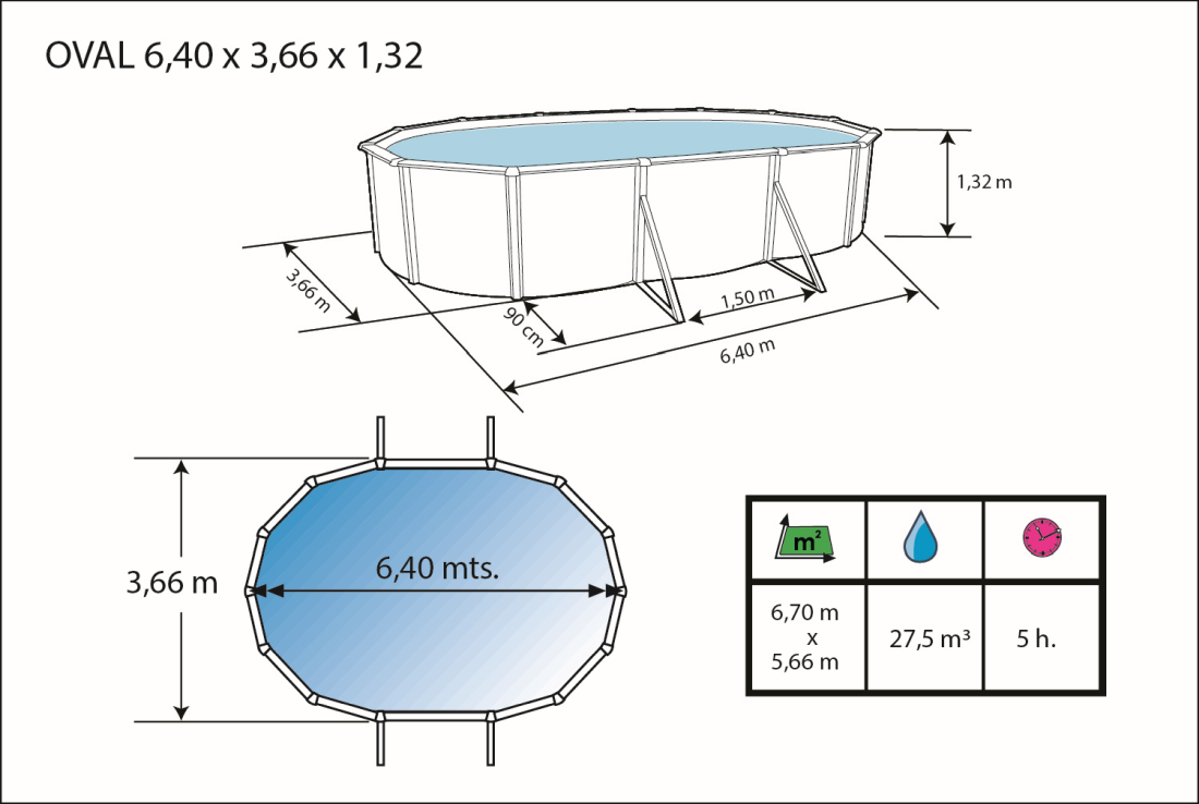 Toi Pool Anthrazit Magnum Compact 640x366x132 cm 8943