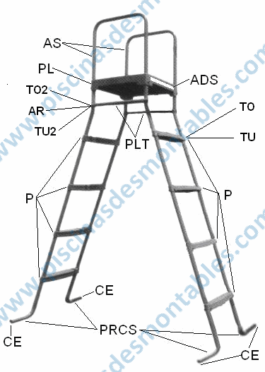 Auflisten Leiter mit Plattform Toi 4876