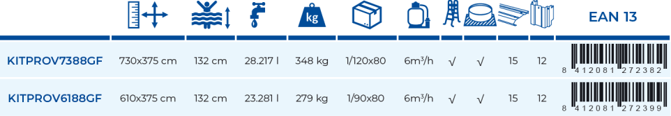 Gre Pool Capri 730x375x132 KITPROV7388GF