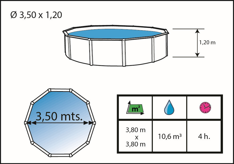 Toi Pool Anthrazit Prestige 350x120 cm 8835