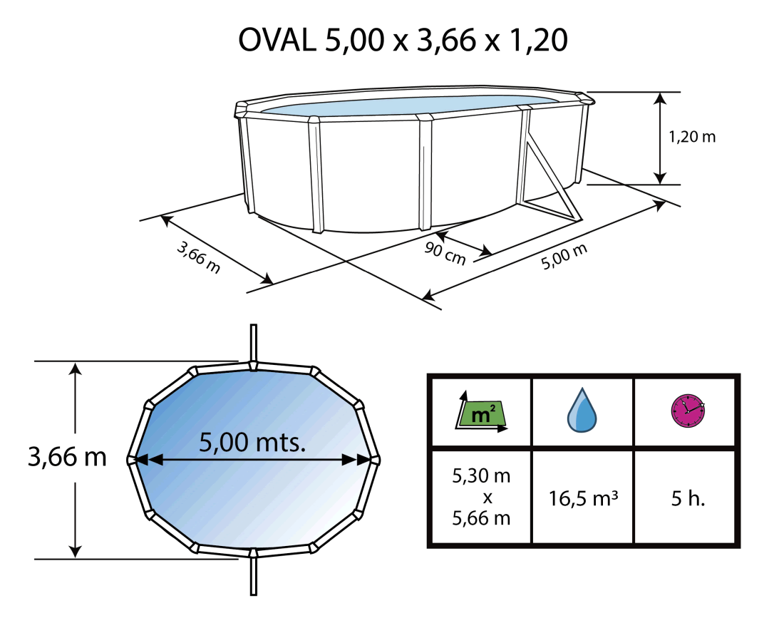 Toi Pool Anthrazit Mallorca 500x366x120 cm 8880