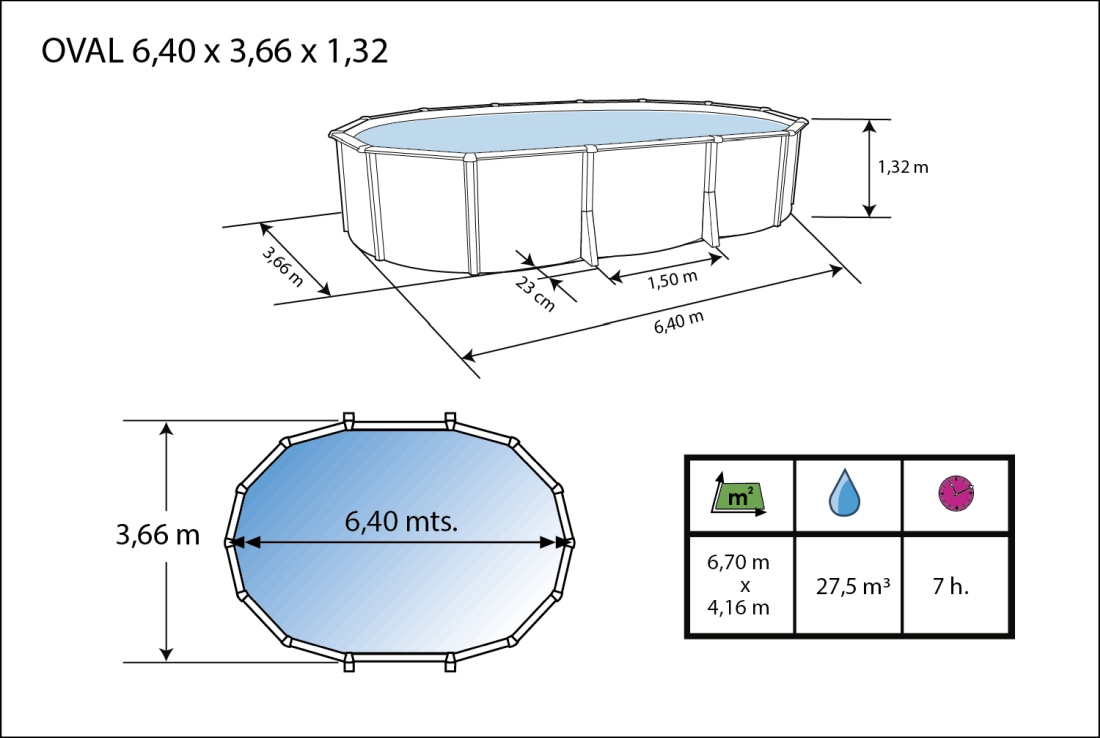 Toi Pool Anthrazit Ibiza Compact 640x366x132 cm 8884